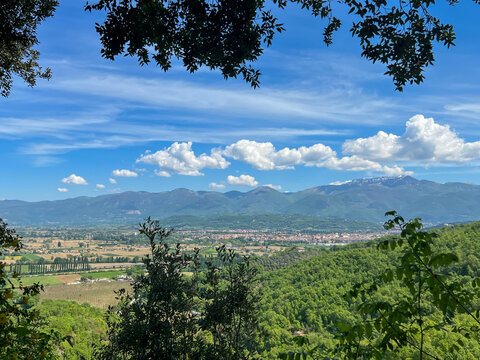 A view of the surrounding area from the Franciscan Sanctuary of Fonte Colombo in Italy