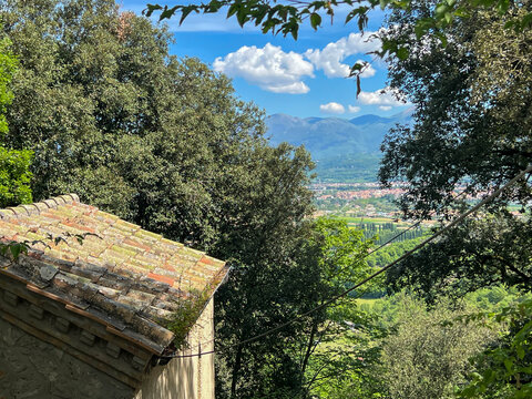 A view of the surrounding area from the Franciscan Sanctuary of Fonte Colombo in Italy