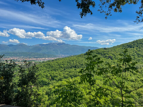 A view of the surrounding area from the Franciscan Sanctuary of Fonte Colombo in Italy