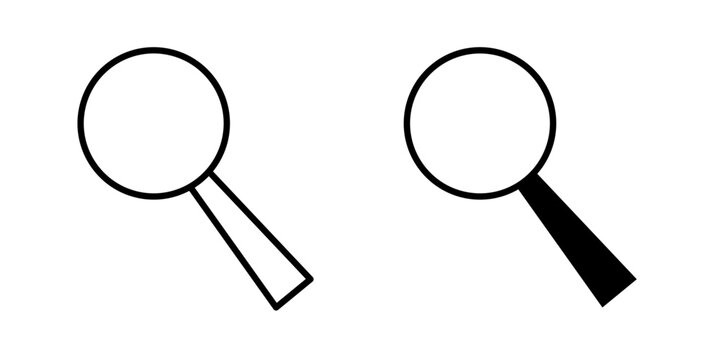 Clean search icon representing finding, locating, exploring, and searching information or content. Designed in stroke, filled, and colored vector styles for websites, mobile apps, search bars.