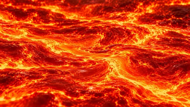 Glowing molten lava currents forming dynamic volcanic patterns