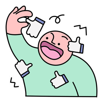Man png receiving likes clipart, social media mania doodle on transparent background