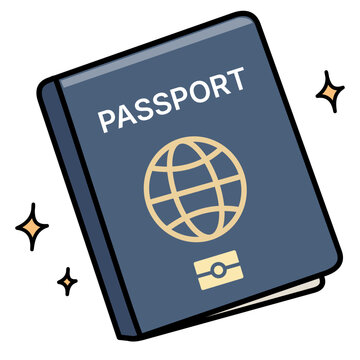 Dark blue international passport document vector illustration with a world globe emblem, essential for global identity, international trips, and holiday immigration