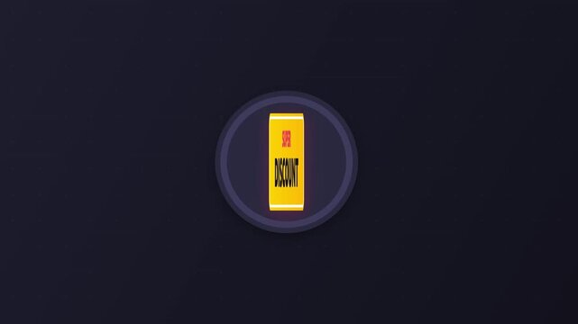 Motion graphics animation showing a five second countdown timer on a dark background leading to a super discount promotional banner for retail marketing and flash sale events
