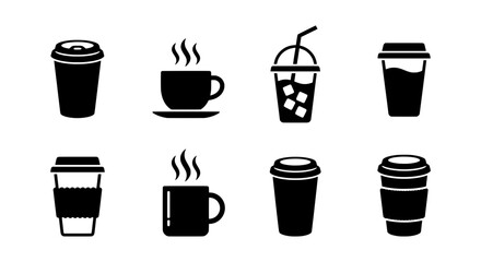 Fototapeta premium A collection of disposable cups and mugs illustrates various beverage options.