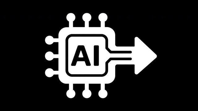 AI chip with directional arrow animation