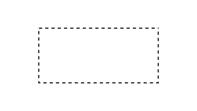 Animated Dotted Line Rectangle Frame Overlay on White Background | Isolated Border Line Motion Graphic
