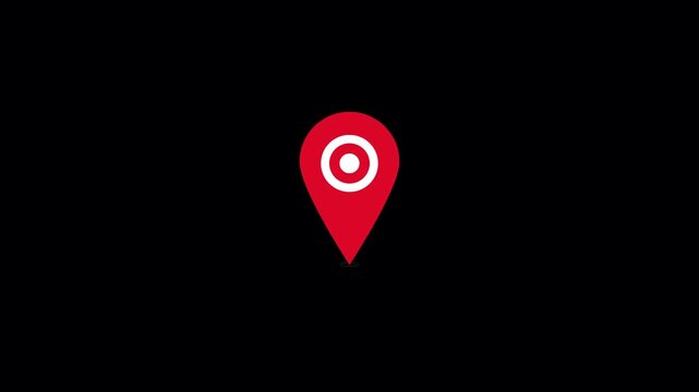 Looping animation of map location pin on a background