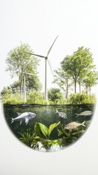 Sustainable Symbiosis: Nature, Aquatic Life, and Renewable Energy in Harmony