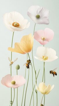 Soft Floral Arrangement with Bees - Captivating Blossoms for Romantic Spring Decor