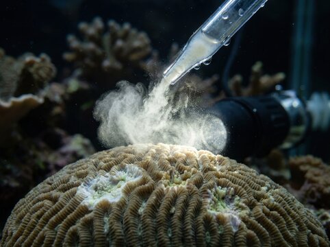 Marine Scientist Researching Coral Health in Laboratory