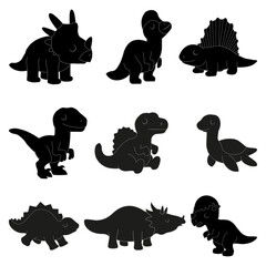 Cute cartoon dinosaurs, baby dino set. Vector illustration. © Евгений Горячев