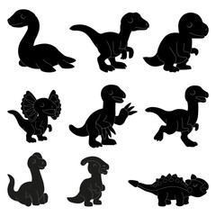 Cute cartoon dinosaurs, baby dino set. Vector illustration. © Евгений Горячев