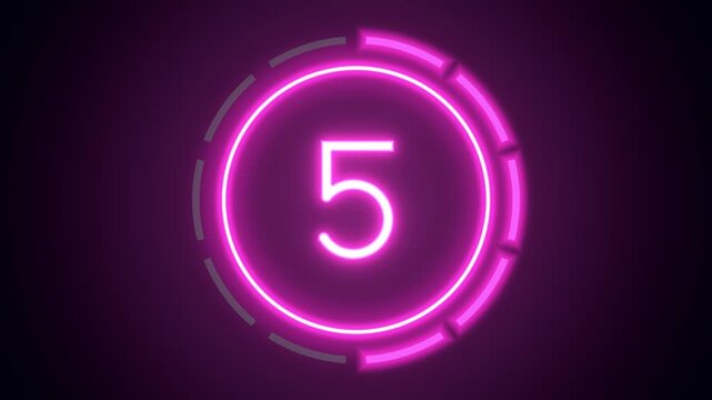 Neon ring countdown ten seconds glowing magenta green cyan arc ideal for technology event openers stream countdown screens conference intros flyers title sequences and product launch reveals