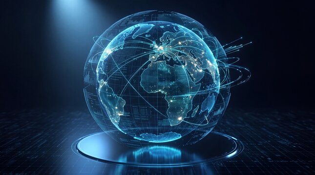 Digital Globe with Global Network Connections and Futuristic Technology