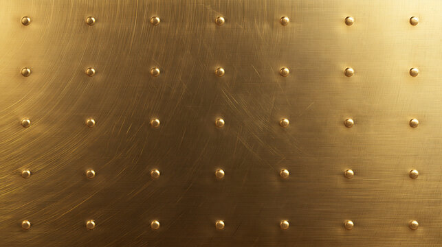 Brushed Gold Metal Plate Texture with Rivets