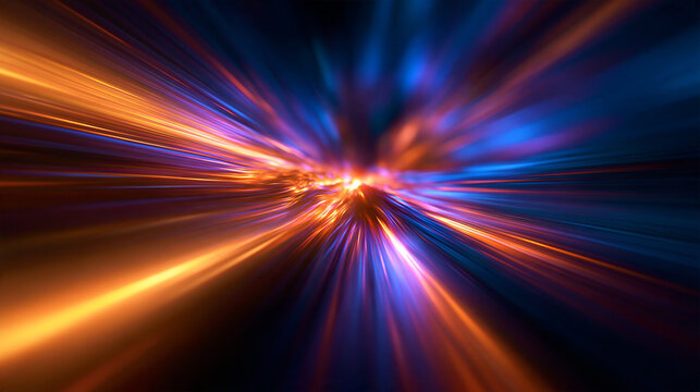 Abstract Hyperspace Warp Speed and Glowing Light Streaks