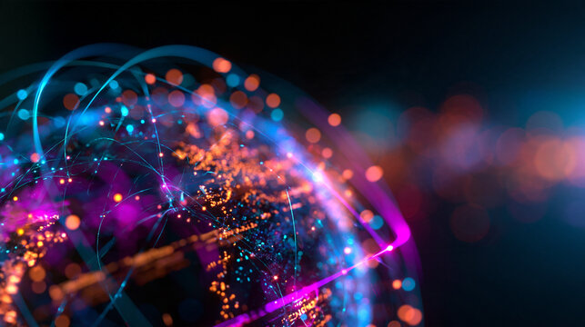 Digital Globe with Glowing Network Connections and Big Data