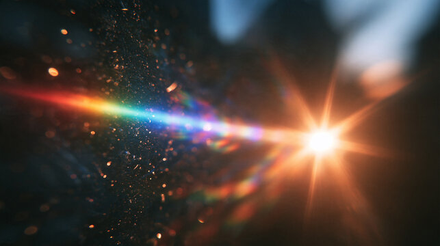 Optical Lens Flare with Rainbow Spectrum and Dust Particles