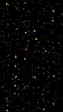Vertical confetti overlay loop transparent alpha channel colourful paper falling ideal for compositing over live action clips title sequences wedding edits and festive promo layers