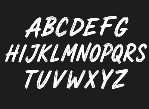 Hand Drawn Chalk Brush Alphabet and Kid Typography Set