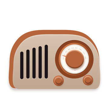 Cute Retro Radio Receiver isolated on a transparent background,retro radio icon