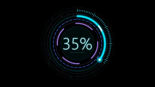 Futuristic circular HUD progress indicator loading animation