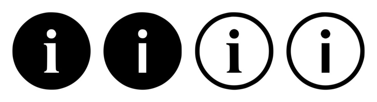 Set of four minimalist information icons arranged in a hor set with simple line art design featuring sketches, drawings, vector graphics with minimalist and simple illustrations
