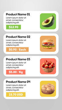 Vertical Product Promo Animation | 4 Food Menu