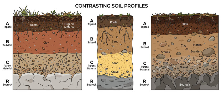 Contrasting Soil Profiles Illustration