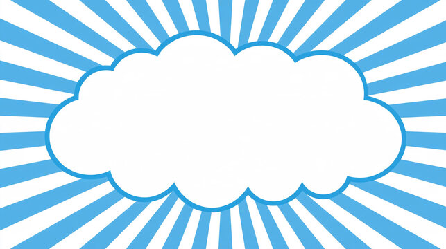 青い集中線と大きな白い雲形吹き出しを組み合わせた漫画風コミック背景
