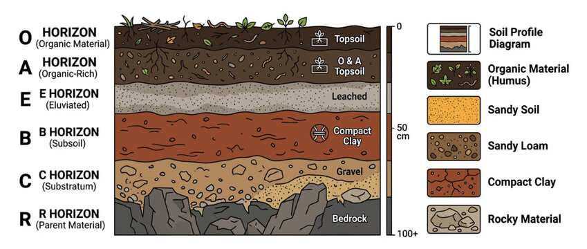 Soil Profile Diagram with Horizons and Layers