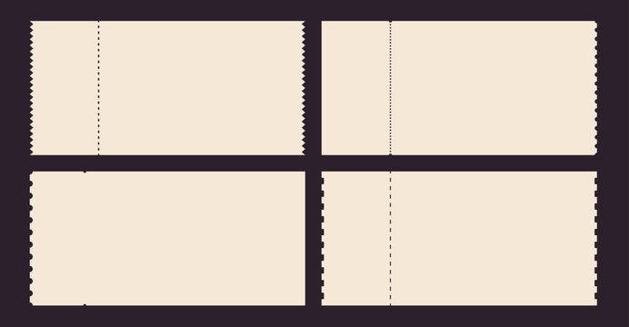 Ticket Set With Perforation Line Art