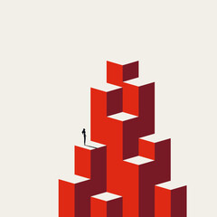 Naklejka na ściany i meble Corporate career growth vector concept. Symbol of professional ambition, corporate promotion, executive success development strategy . Minimal design eps10 illustration.