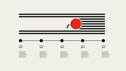 Naklejka na ściany i meble Corporate project progress timeline vector concept. Symbol of business strategy layout, presentation slide visualization, workflow data management . Minimal design eps10 illustration.