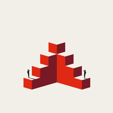 Business team cooperation vector concept. Symbol of corporate partnership, strategic growth, joint venture success . Minimal design eps10 illustration.