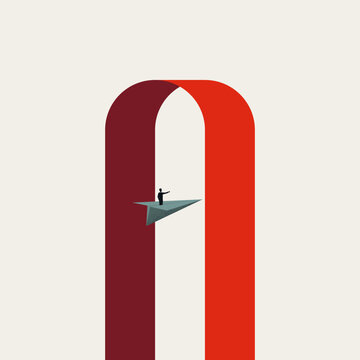 Business leadership and corporate mission vector concept. Symbol of career journey, strategic vision, business progress success direction . Minimal design eps10 illustration.