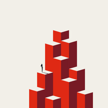 Corporate career growth vector concept. Symbol of professional ambition, corporate promotion, executive success development strategy . Minimal design eps10 illustration.