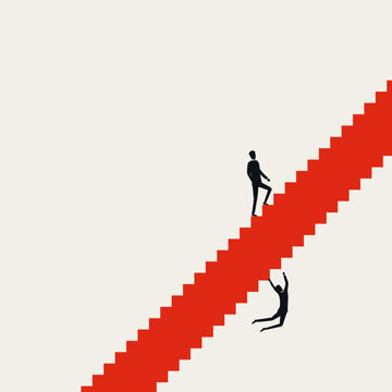 Business career inequality vector concept. Symbol of unequal opportunity, unfair advantage, professional workplace struggle corporate difficulty . Minimal design eps10 illustration.