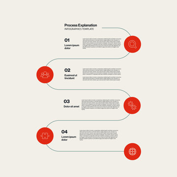 Process explanation timeline infographic vector concept. Symbol of corporate presentation layout, business workflow visualization, data strategy steps . Minimal design eps10 illustration.