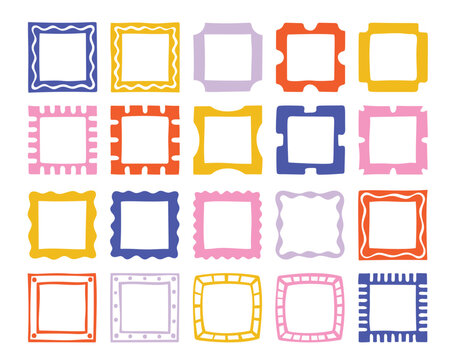 Frame Set Grid Decorative Doodle