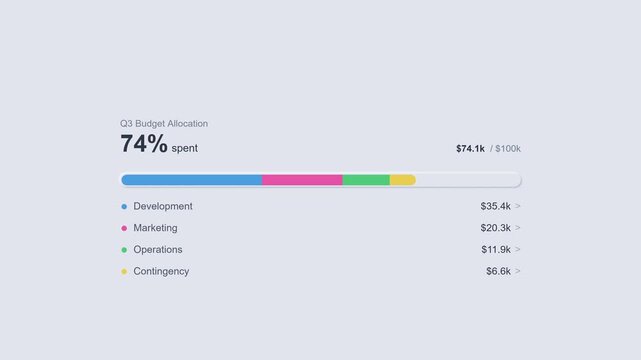 Data visualization of budget allocation progress bars in 4K