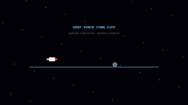 Retro spaceship game animation in deep space