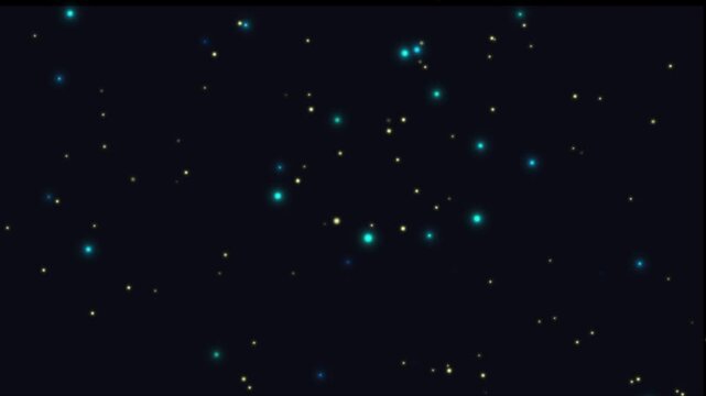 Green particles drift and swirl against a dark background, creating a cosmic effect. specks glitter dust shimmer sparkle flecks luminosity glow.