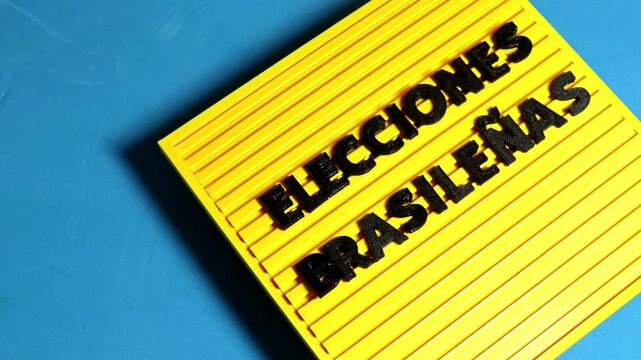 yellow background with a frase in spanish: brazilian elections
