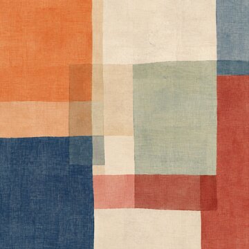 Modern Korean bojagi inspired abstract geometric color blocks