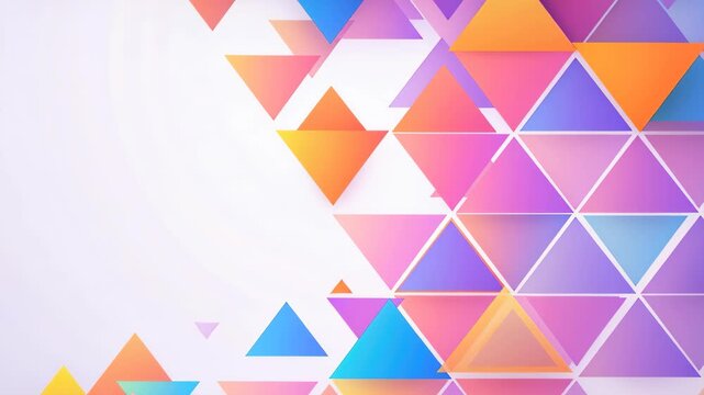 Geometric Harmony: A vibrant abstract composition featuring an arrangement of overlapping translucent triangles in a gradient of warm and cool pastel colors.