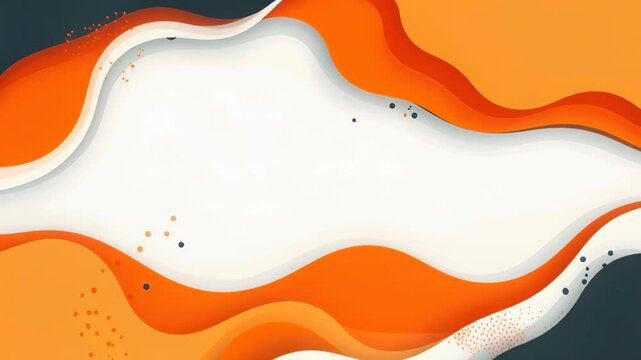 Abstract Waves and Splatters: A dynamic abstract design featuring fluid orange and white waves flowing across a dark background, accented with small scattered dots.