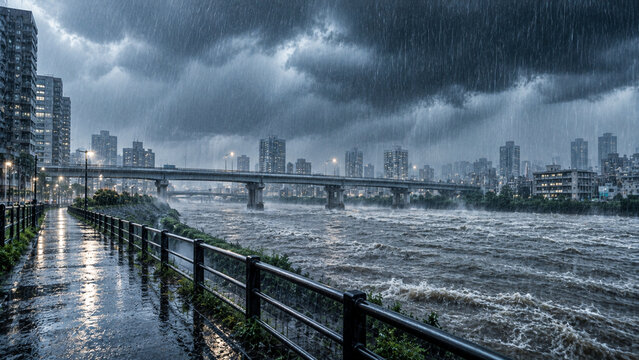 大雨・豪雨の写真素材｜大雨・豪雨・集中豪雨・洪水・水害・災害・防災・気象災害｜Heavy Rain and Torrential Rain Weather Disaster Photography