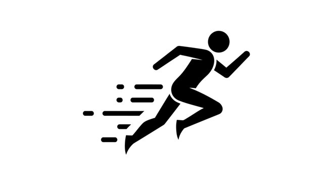 Fast Running Person Silhouette Icon with Motion Lines